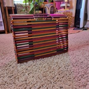 Wooden Multicolor Handbag